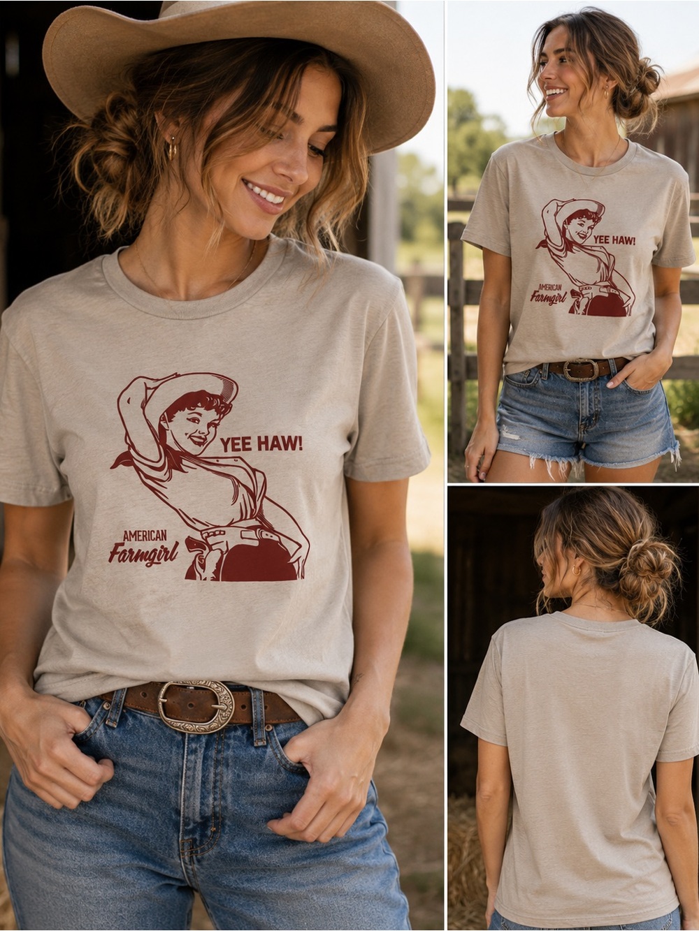 Bella Canvas Beige Graphic Tee with Maroon Print
